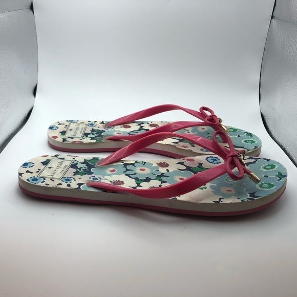 Kate Spade pink bow with flowers sandals womens size 9-10 - Picture 2 of 10